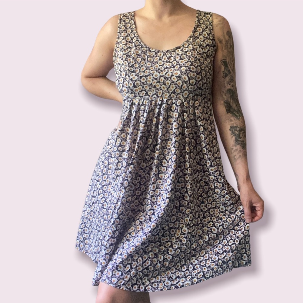 Vintage 90s Cottagecore Sunflower Babydoll Mini Dress All That Jazz 11/12